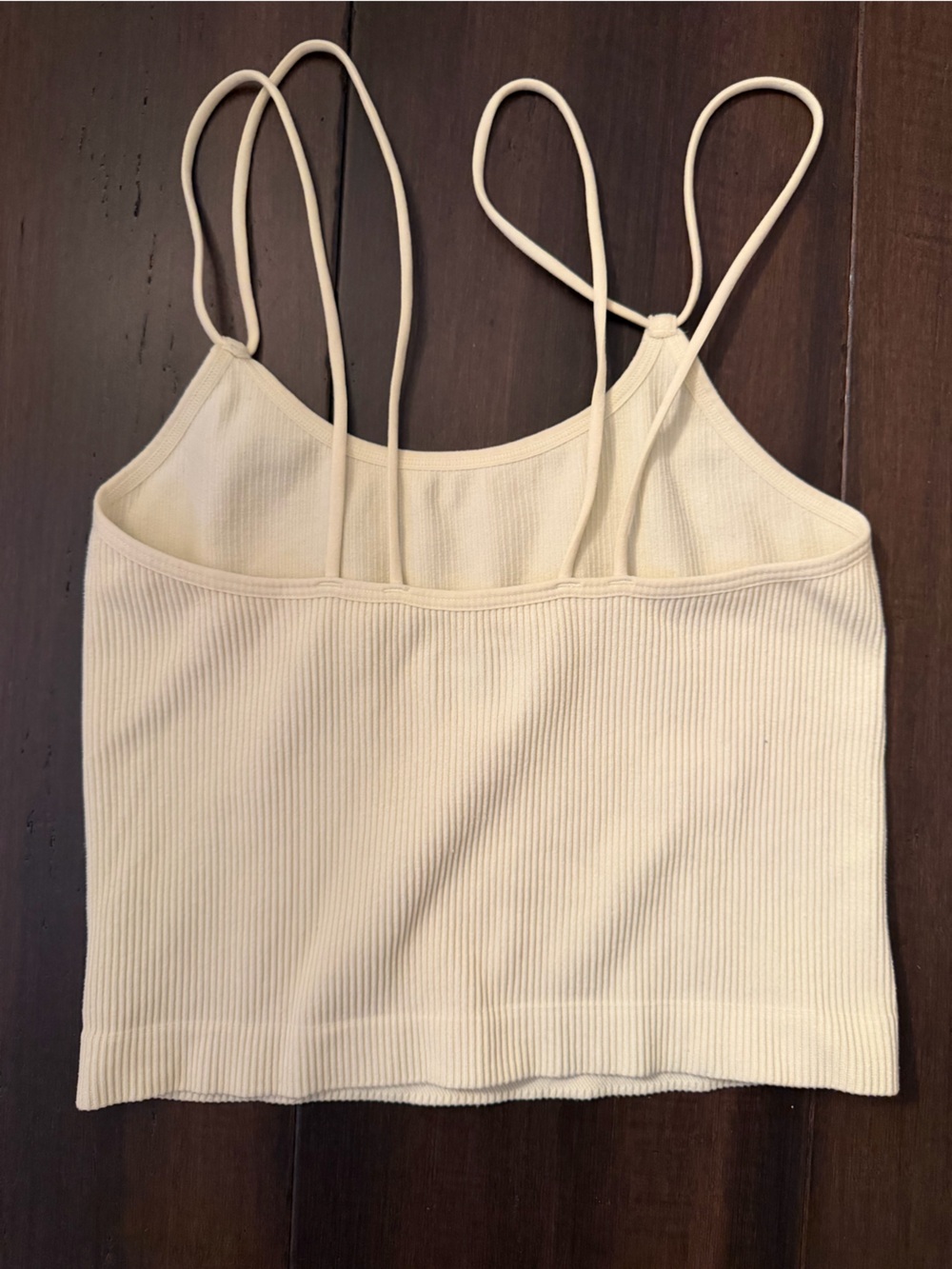 Colsie Cream Ribbed Double-Strap Cami - Picture 2 of 4